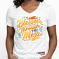BLESSED THROUGH THE MESS V-NECK T-SHIRT
